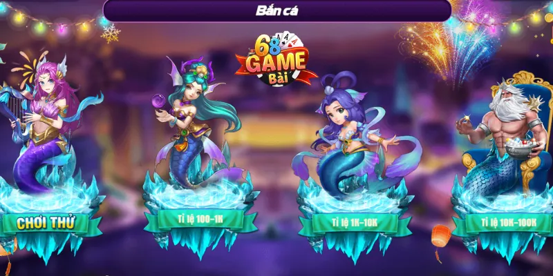 Bắn cá Bingo cho phép ngư thủ lựa chọn 1 trong 4 sảnh cược, trong đó có cả chế độ chơi thử miễn phí