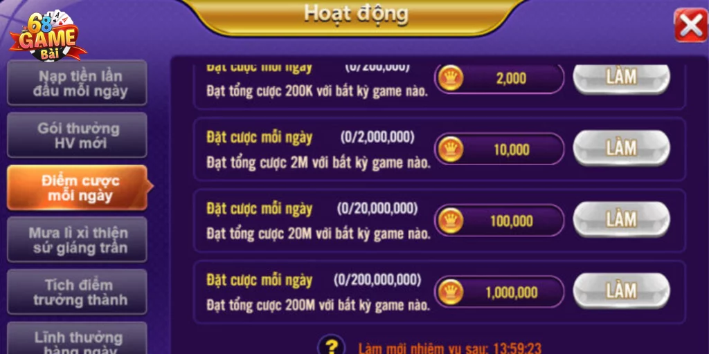 Duy trì làm nhiệm vụ trong 3 ngày đầu để đăng ký VIP thành công