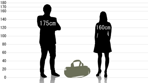 男女とロスコ ボストンバッグ 19インチの原寸サイズ比較