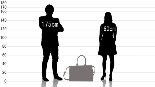 男女とトランジットゲート G1 ボストンバッグの原寸サイズ比較