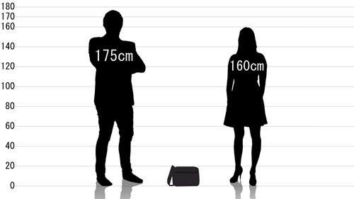 男女とアウトドアプロダクツ 横型ショルダー 62319の原寸サイズ比較