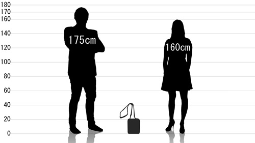 男女とポーター フリースタイル ショルダーバッグ(S)の原寸サイズ比較