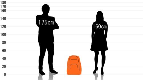 男女とヴィアッジョ リュックの原寸サイズ比較