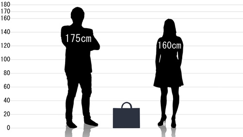 男女とブリーフケース fa302の原寸サイズ比較