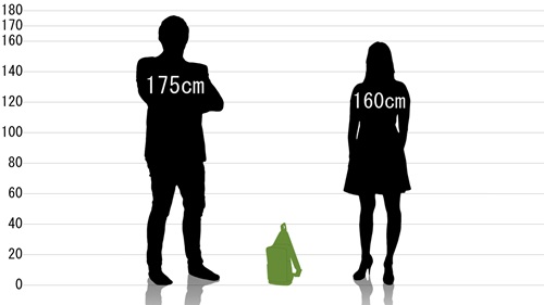 男女とキッズ ボディバッグ BODY-NYLの原寸サイズ比較