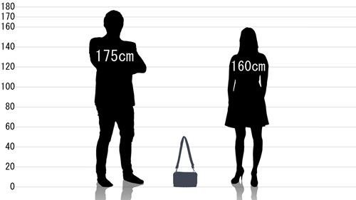 男女とポーター スモーキー ショルダーバッグ 592-06369の原寸サイズ比較