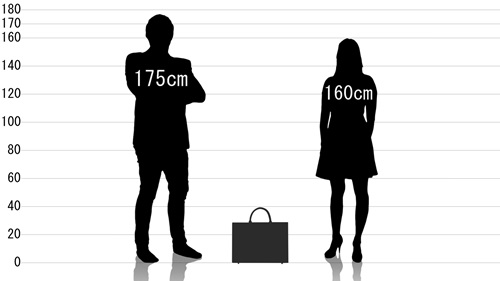 男女とサクソン ブリーフケースの原寸サイズ比較