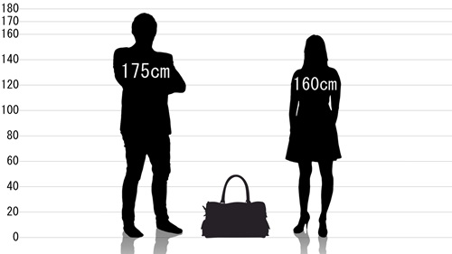 男女とハルフ ボストンバッグの原寸サイズ比較