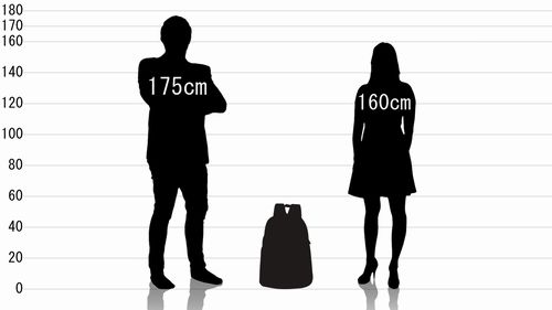 男女とケルティ リュック 2591918の原寸サイズ比較