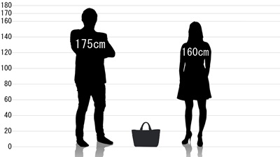 男女とポーター フリースタイル トートバッグの原寸サイズ比較