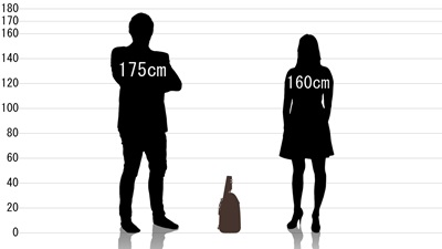 男女とエルゴポック ワンショルダーの原寸サイズ比較