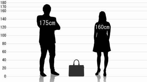 男女とレットドリーム 本革ビジネスバッグ 01406の原寸サイズ比較